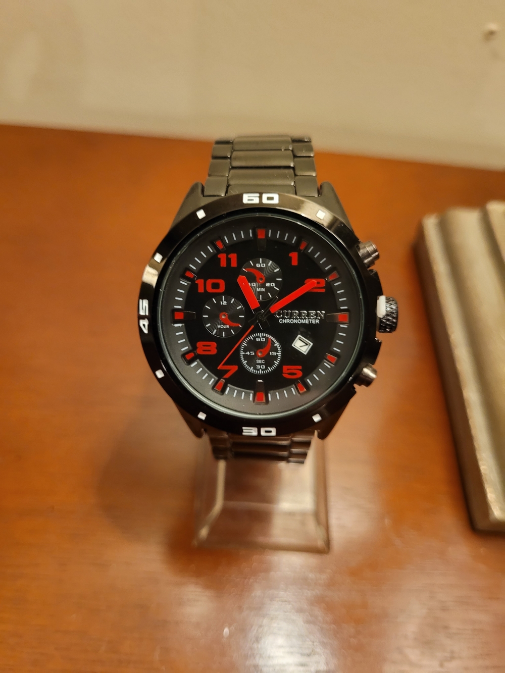 Brand New Curren Black and Red Chronometer Men's Watch